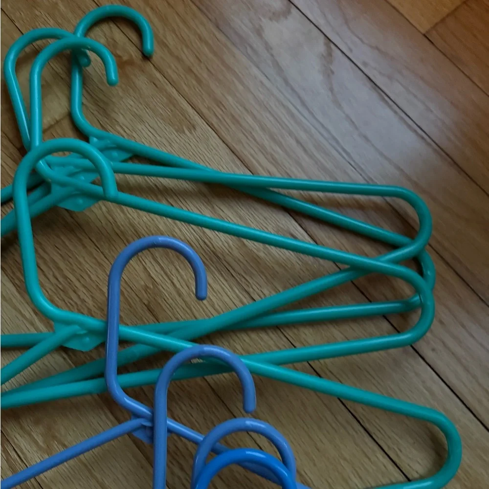 Set of Blue and Green Wire Hangers